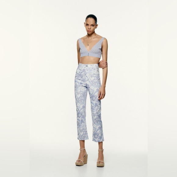 NWOT Zara Paisly Printed Trousers - Picture 5 of 13